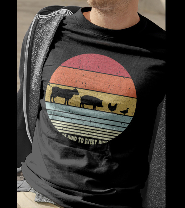 Be Kind To Every Kind Vegan Vegetarian Retro Animal T-Shirt