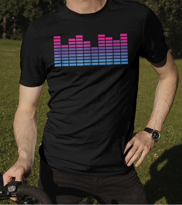 Bi Equalizer Pink Blue Gradient Stripe T-Shirt