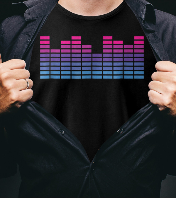Bi Equalizer Pink Blue Gradient Stripe T-Shirt