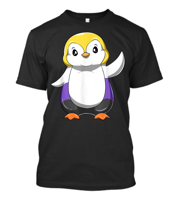 Cute Nonbinary And Enby Penguin With Yellow Purple White Black Colors T-Shirt