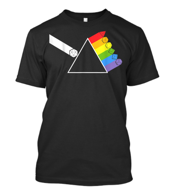 Diceside Of The Moon D20 Dice Set Tabletop Game Rainbow Prism T-Shirt