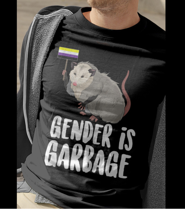 Gender Is Garbage Non Binary Genderfluid Possum Flag T-Shirt