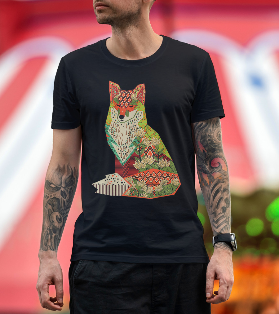 Hippie Fox Mandala Awareness Peace Chakra Floral T-Shirt