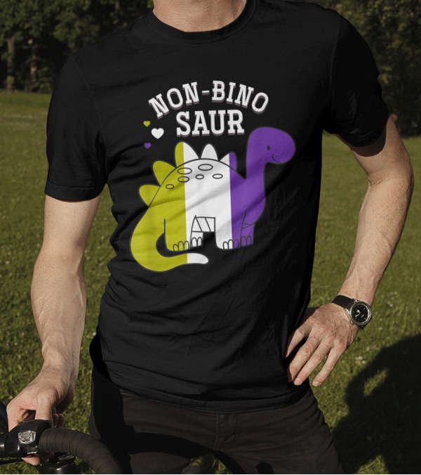 Non Binosaur Dinosaur Non Binary Pride Flag Colors T-Shirt