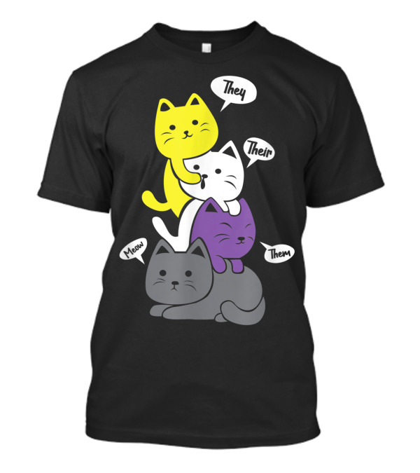 Nonbinary Flag Cats They Their Them Meow Kawaii T-Shirt