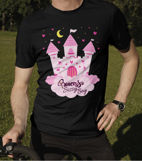 Princess Sissy Boy Non Binary Genderqueer Androgynous Pride Castle Hearts Moon T-Shirt