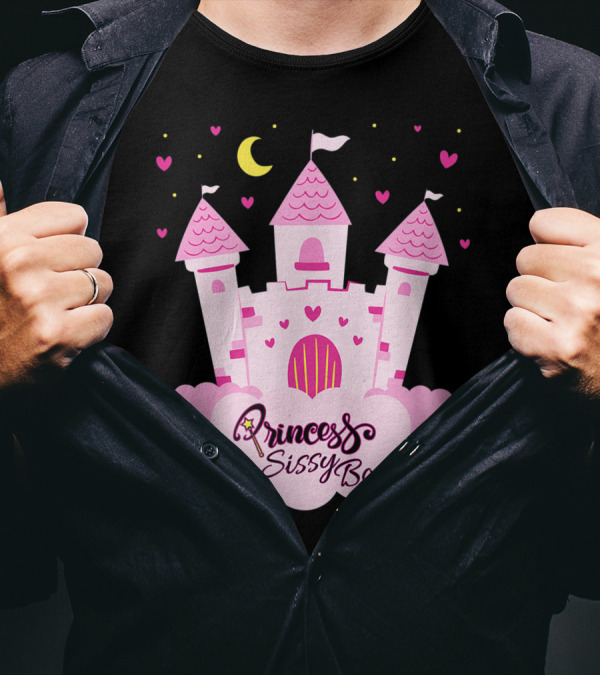 Princess Sissy Boy Non Binary Genderqueer Androgynous Pride Castle Hearts Moon T-Shirt