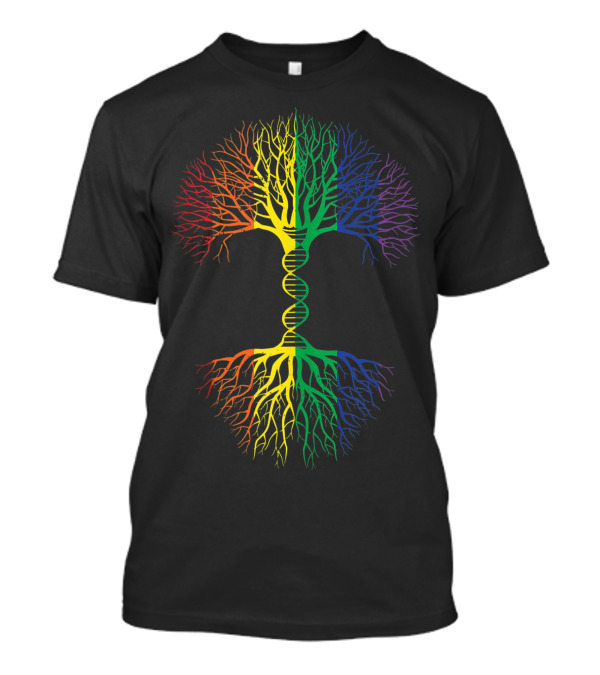 Rainbow Roots DNA Tree Of Life Human Pride Unity One Race T-Shirt