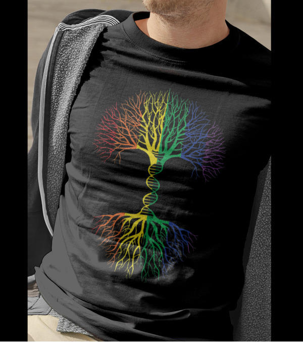 Rainbow Roots DNA Tree Of Life Human Pride Unity One Race T-Shirt