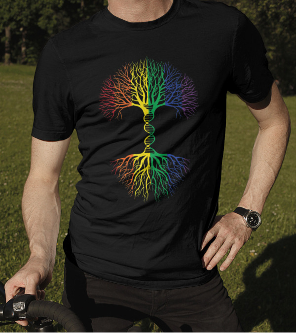 Rainbow Roots DNA Tree Of Life Human Pride Unity One Race T-Shirt