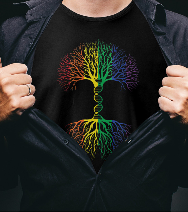 Rainbow Roots DNA Tree Of Life Human Pride Unity One Race T-Shirt