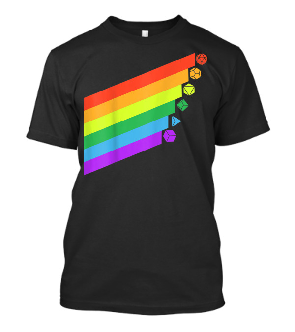 Rpg Dice Gay Pride Minimalist Rainbow D20 Set Tabletop Nerdy T-Shirt