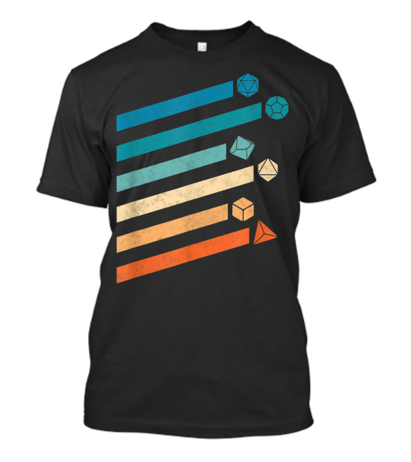 Colorful Retro Tabletop RPG GM Vintage D20 Dice Stripes T-Shirt