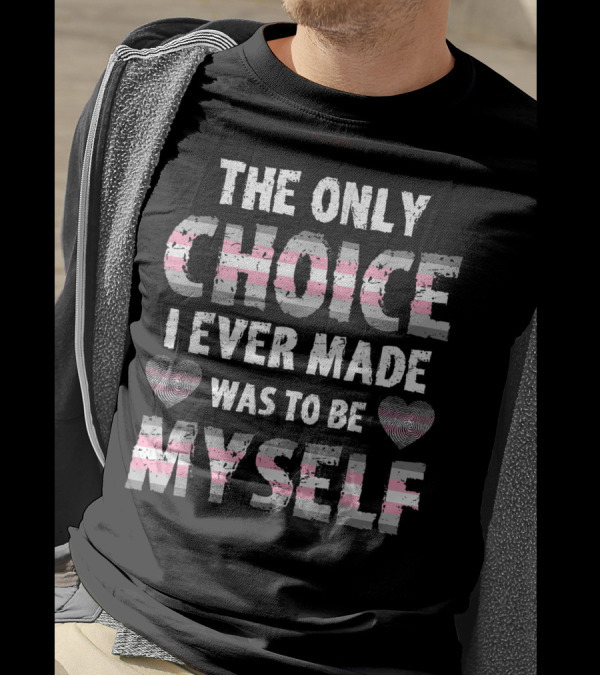 The Only Choice I Ever Made Was To Be Myself Demigirl Pride Stripe Hearts T-Shirt