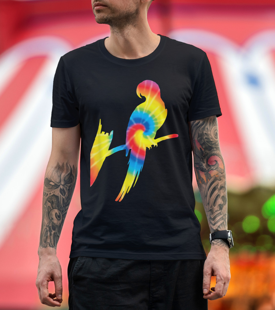 Tie Dye Parrot Rainbow Print Parrakeet Psychedelic T-Shirt