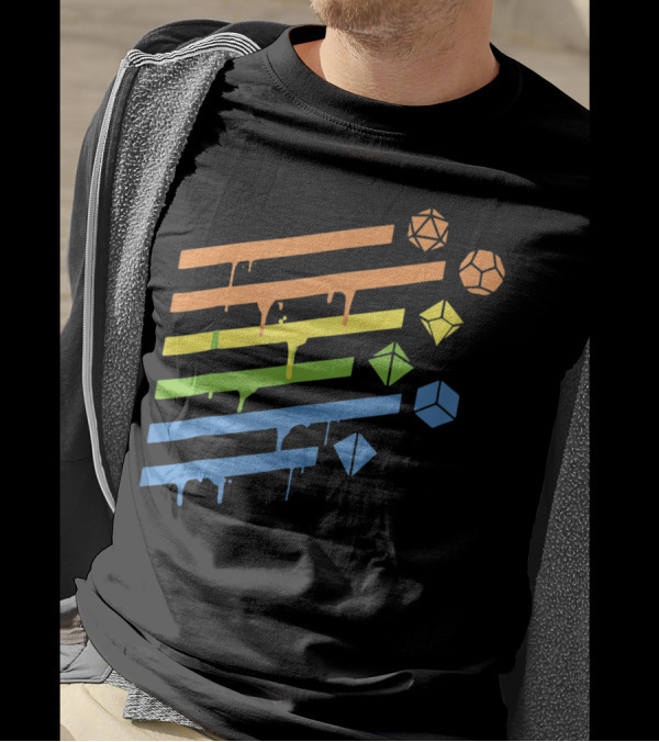 Polyhedral Dice Set Minimalist Dripping Colors D20 Collector T-Shirt