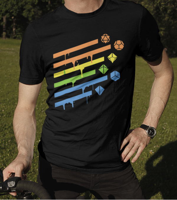 Polyhedral Dice Set Minimalist Dripping Colors D20 Collector T-Shirt