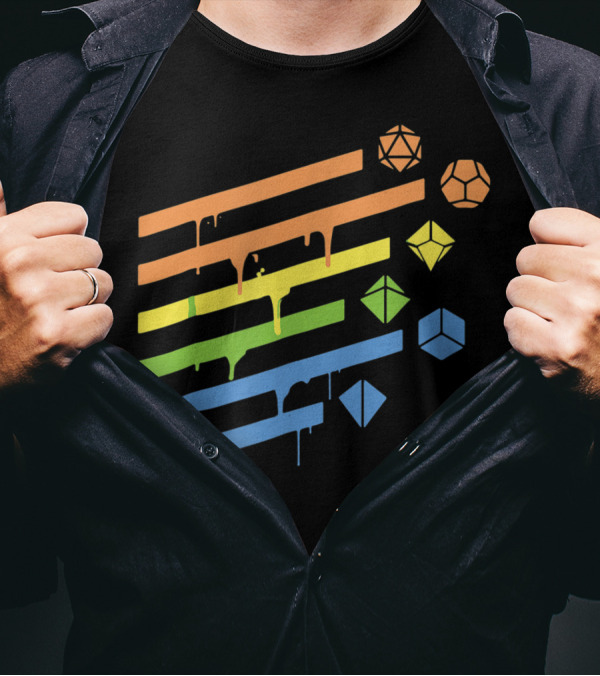 Polyhedral Dice Set Minimalist Dripping Colors D20 Collector T-Shirt