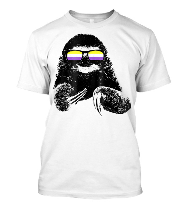 Pride Sloth With Nonbinary Flag Sunglasses T-Shirt