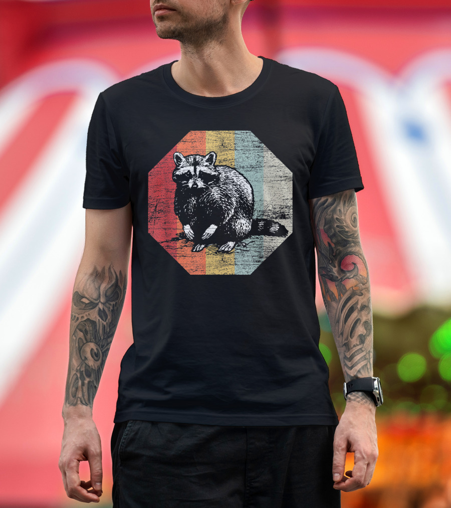 Retro Vintage Animal Raccoon Stripes T-Shirt