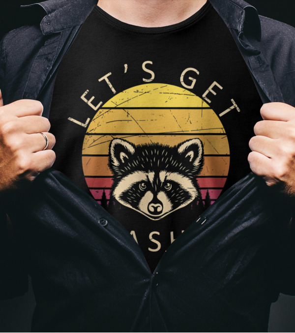 Let's Get Trashed Trash Panda Lover Raccoon Sunset T-Shirt