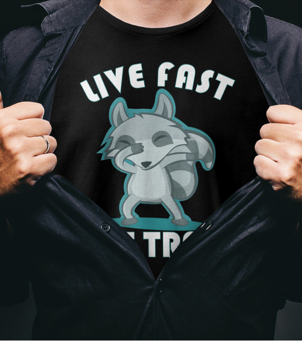 Live Fast Eat Trash Raccoon Dabbing Trash Panda T-Shirt