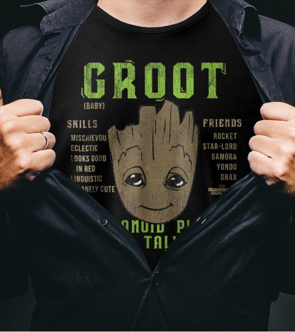 Groot Baby Mischievous Skills Friends Guardians Of The Galaxy Vol. 2 Humanoid Plant From Taluhnia T-Shirt