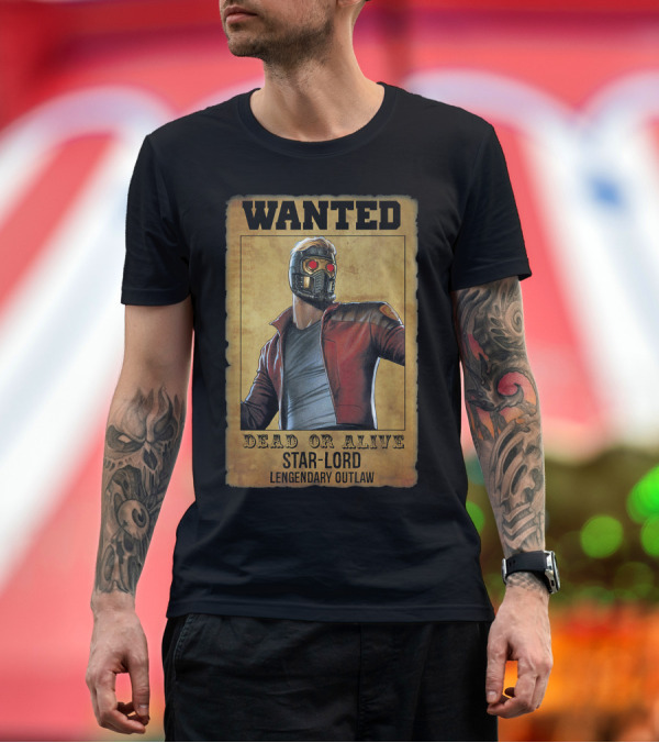 Premium T-Shirt: Wanted Dead or Alive Star-Lord Legendary Outlaw Guardians of the Galaxy T-Shirt Wanted Dead or Alive Star-Lord Legendary Outlaw Guardians of the Galaxy T-Shirt