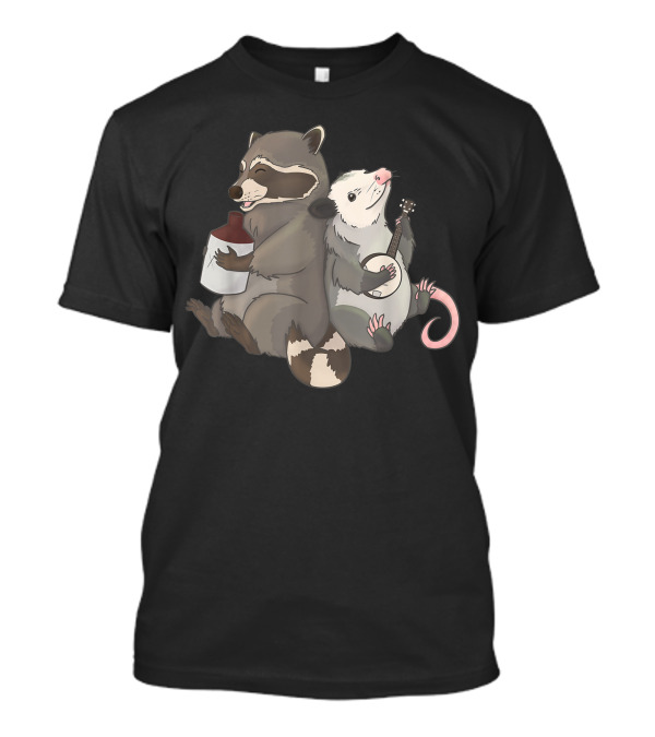 Opossum Raccoon Duo Playing Banjo And Jug Instrument Together T-Shirt