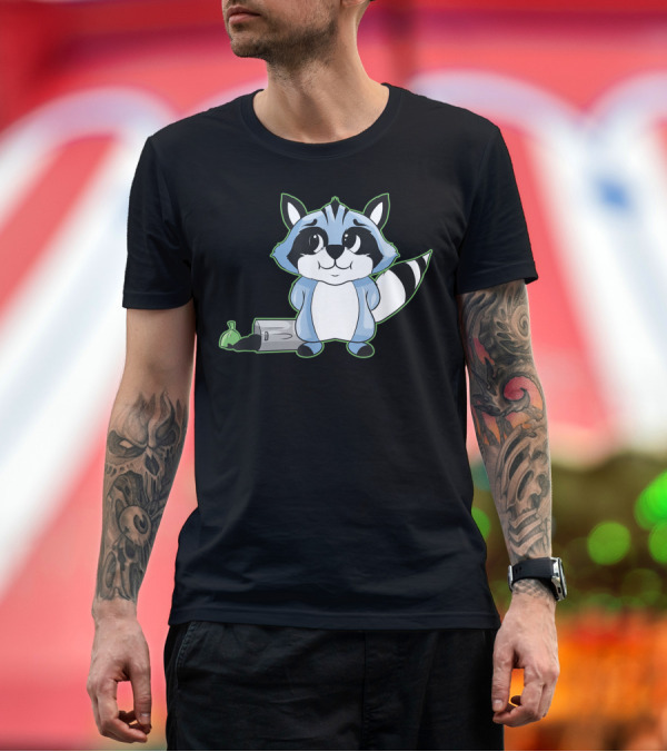 Premium T-Shirt: Raccoon Trash Panda Lover Cute Cartoon Style Raccoon T-Shirt Raccoon Trash Panda Lover Cute Cartoon Style Raccoon T-Shirt