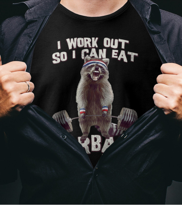 Raccoon Gym Workout Motivational Eating Garbage Fitness Humor T-Shirt