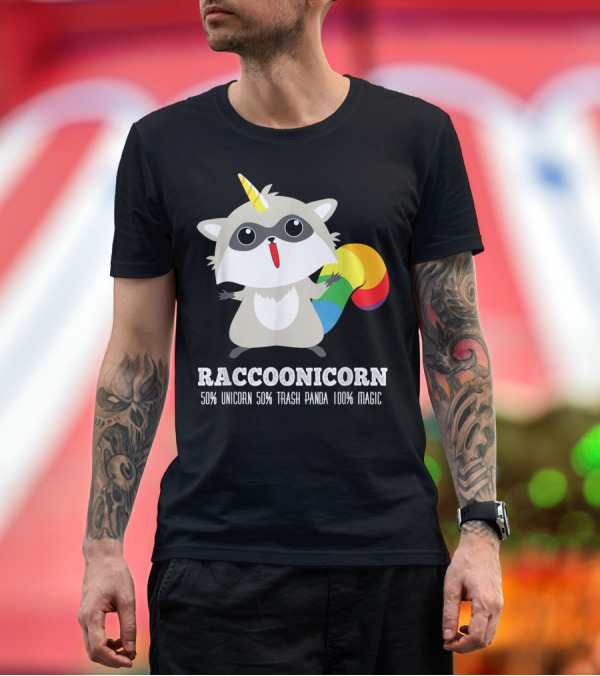 Premium T-Shirt: Racoonicorn 50% Unicorn 50% Trash Panda 100% Magic Raccoon Unicorn T-Shirt Racoonicorn 50% Unicorn 50% Trash Panda 100% Magic Raccoon Unicorn T-Shirt