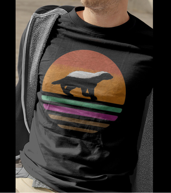 Retro Honey Badger Team We Take What We Want Vintage 80s Sunset T-Shirt