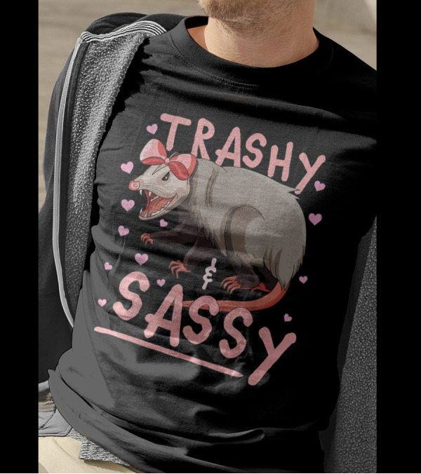 Trashy And Sassy Opossum With Hearts And Bow T-Shirt