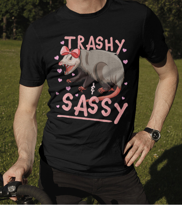 Trashy And Sassy Opossum With Hearts And Bow T-Shirt
