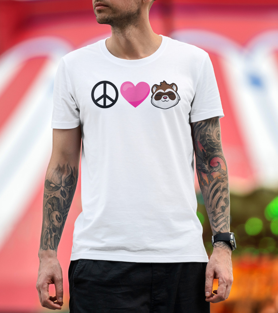 Peace Love Ferrets Symbol Heart Animal T-Shirt