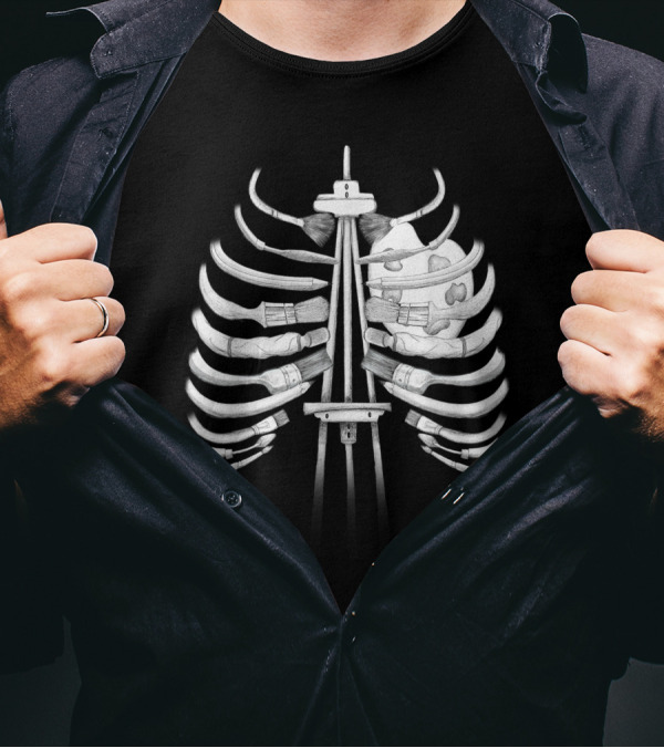 I Can Feel It In My Bones Brush Ribcage Skeleton T-Shirt