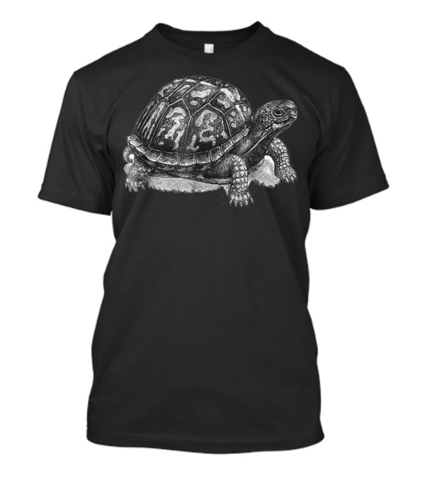 Intricate Box Turtle Sketch For Turtle Enthusiasts T-Shirt