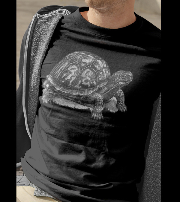 Intricate Box Turtle Sketch For Turtle Enthusiasts T-Shirt