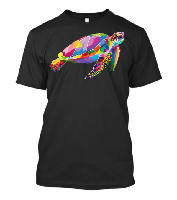 Colorful Geometric Turtle Floating Sea Tortoise Animal T-Shirt