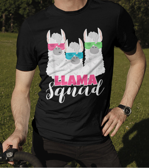 Llama Squad Cute 80S Style With Colorful Sunglasses T-Shirt