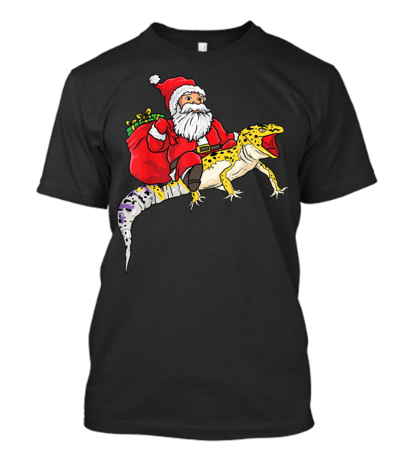 Santa Riding Leopard Gecko With Presents T-Shirt
