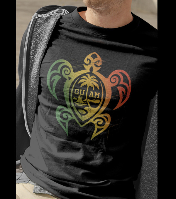 Guam Flag Islander Turtle Chamorro Guamanian Shield Palmtree Sailboat T-Shirt