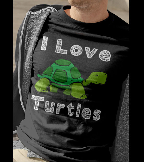 I Love Turtles Tortoise Reptile Zoo Sea Turtle Ocean Cute Green Tortoise T-Shirt
