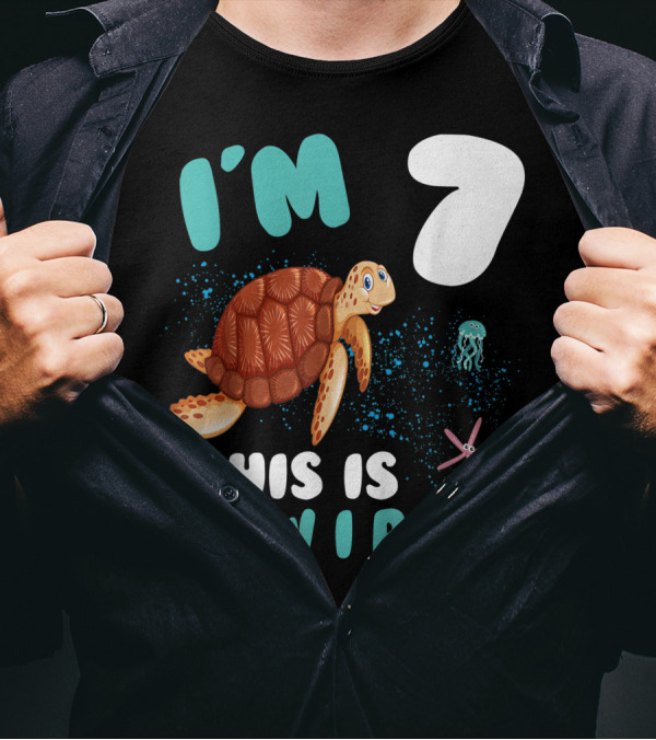 I'm 7 This Is How I Roll Turtle Starfish Jellyfish Birthday T-Shirt
