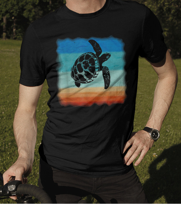 Love Sea Turtles Vintage Skip A Straw Save A Turtle Retro Stripes T-Shirt