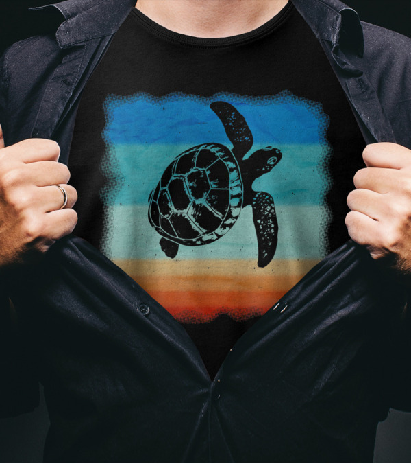 Love Sea Turtles Vintage Skip A Straw Save A Turtle Retro Stripes T-Shirt