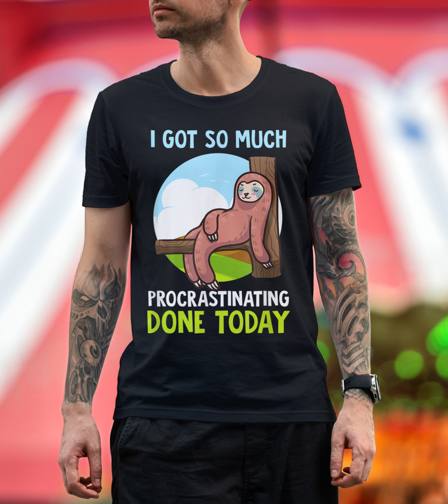 I Got So Much Procrastinating Done Today Lazy Sloth Retro T-Shirt