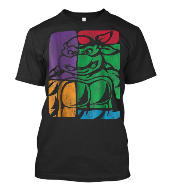 Retro Teenage Mutant Ninja Turtles Color Collage Quadrants T-Shirt