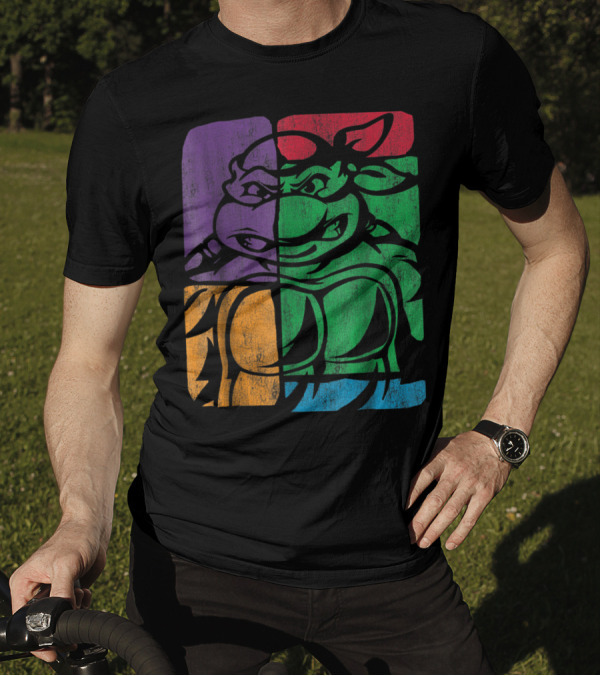 Retro Teenage Mutant Ninja Turtles Color Collage Quadrants T-Shirt